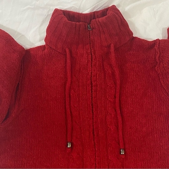 🎈Jessica women’s red turtleneck long sleeve zip up super soft sweater size  M - Picture 7 of 11